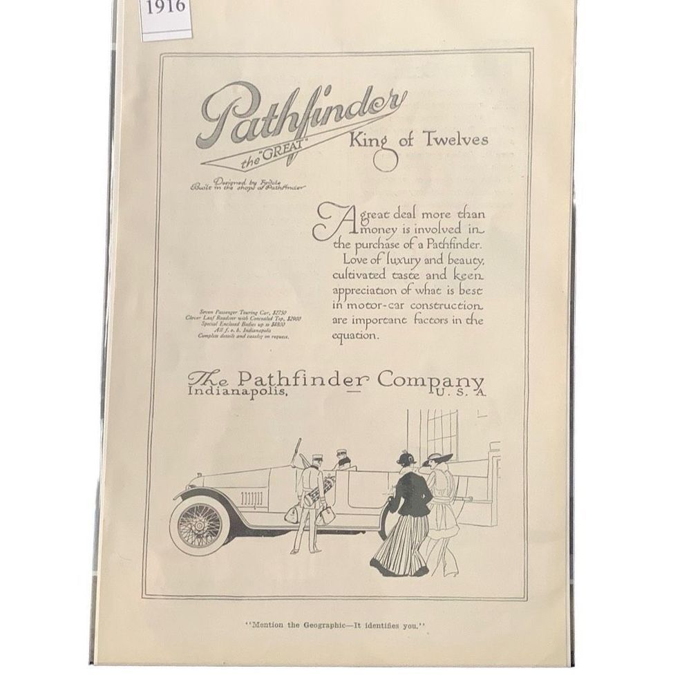 Vintage 1916 Pathfinder King of Twelves Indianapolis Ad Advertisement